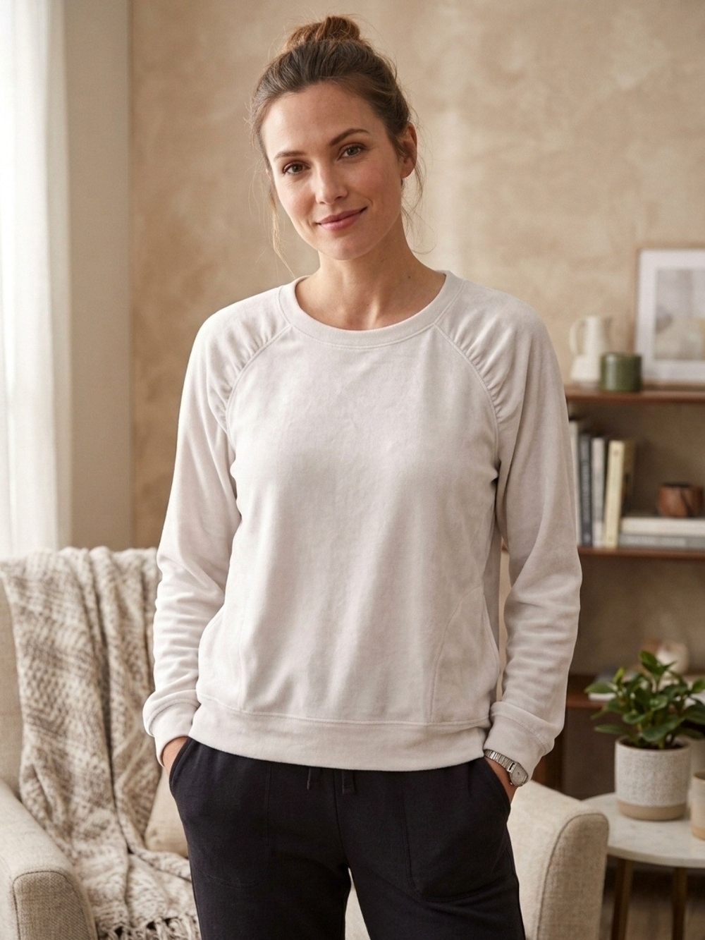 Charter Club Relaxed Crewneck Sweatshirt in White Off